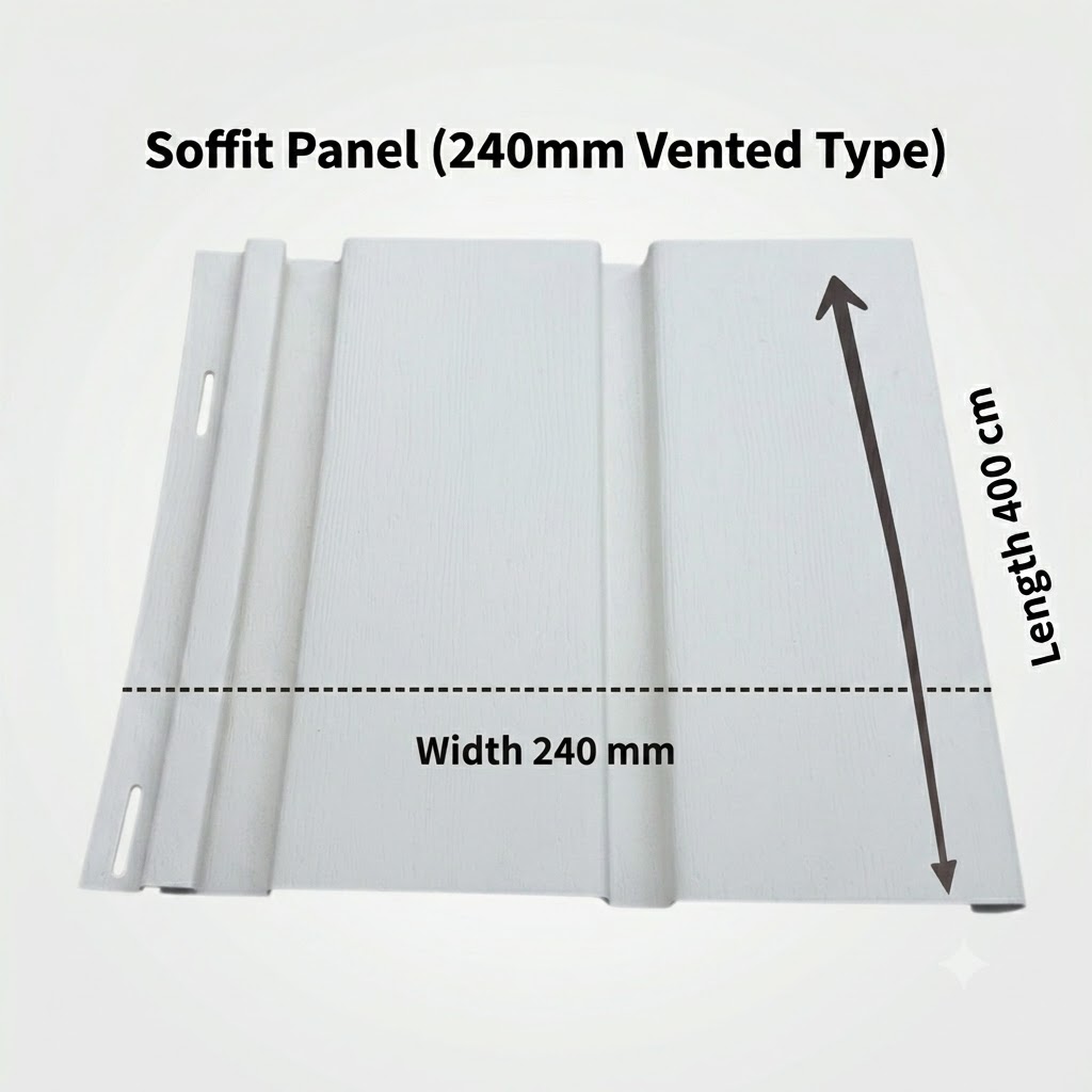 PVC-WPC koextrudált ereszalj- és mennyezetburkolat (4m hossz × 24cm szélesség), Törtfehér