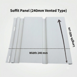 PVC-WPC koextrudált ereszalj- és mennyezetburkolat (4m hossz × 24cm szélesség), Törtfehér