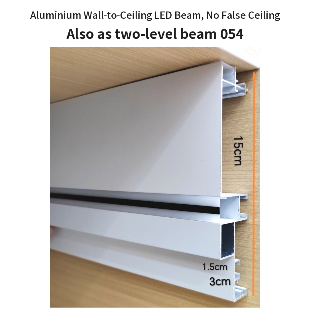 Alumínium LED-es fal-mennyezeti gerenda, álmennyezet nélkül – kétszintes gerendaként is 054