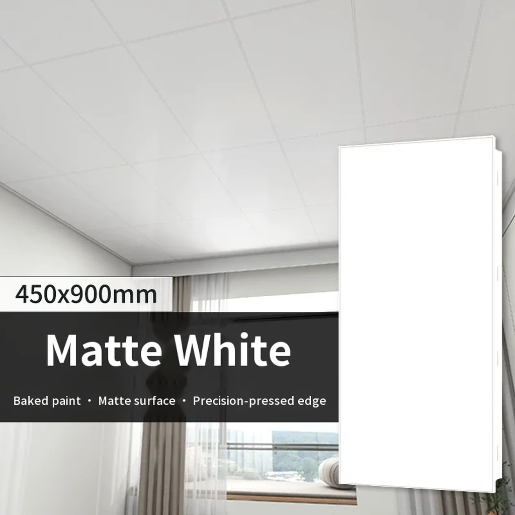 Bepattintható alumínium álmennyezeti lap, 450 × 900 mm, 657 g/db