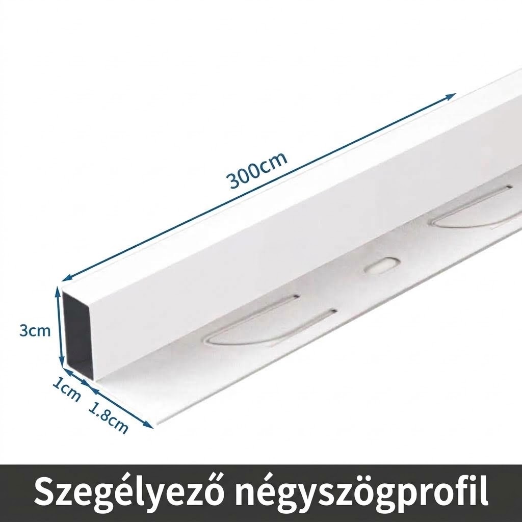 Alumínium záró négyszögprofil méhsejt paneles álmennyezethez (3 m/szál)