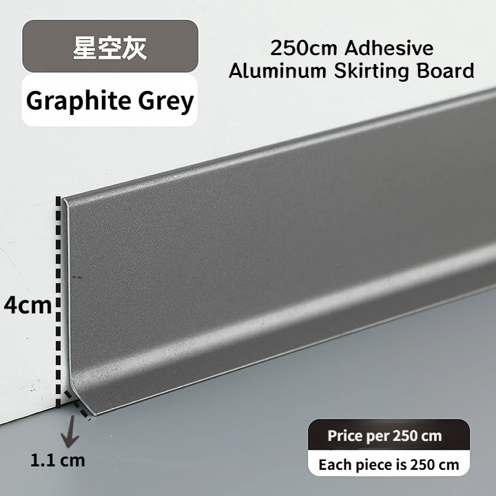 250 cm-es ragasztható alumínium szegélyléc – Graphite Grey | sarokelemek, végzárók, összekötők