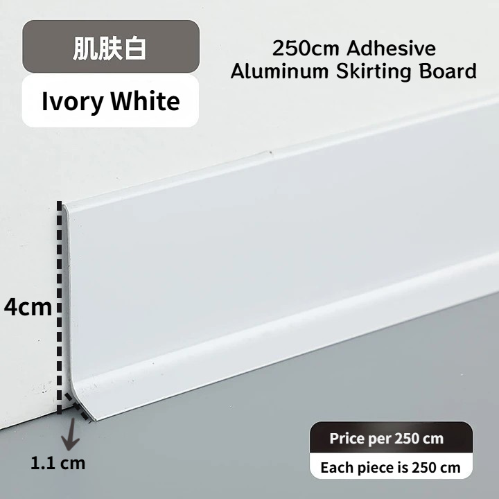 250 cm-es ragasztható alumínium szegélyléc – Ivory White | sarokelemek, végzárók, összekötők